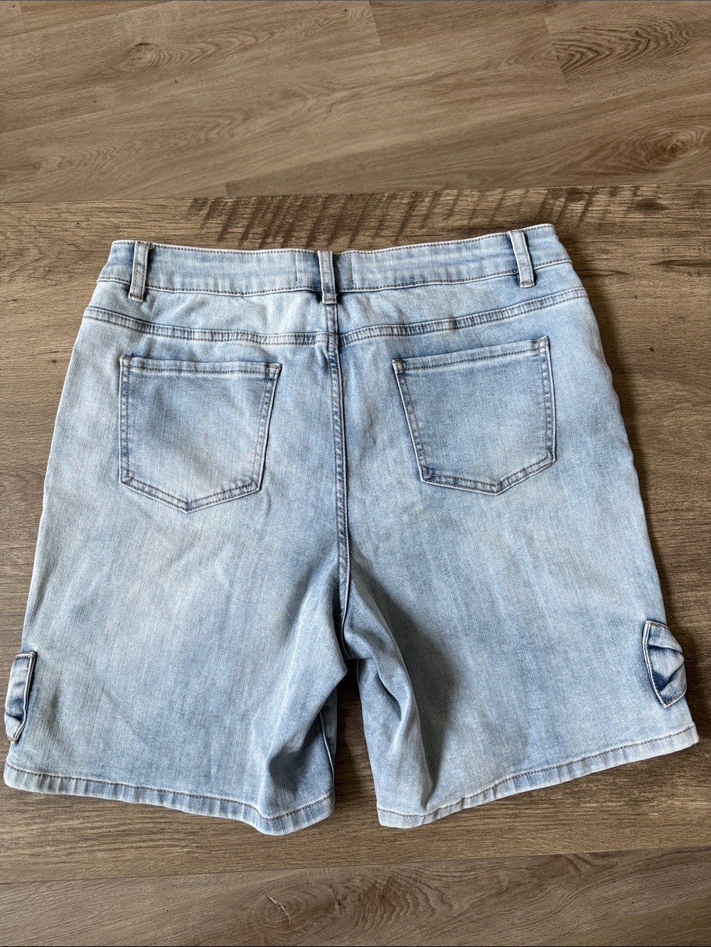 Light Wash Denim Women’s Shorts with Side Bows - Picture 5 of 5